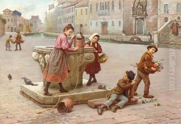 At The Well Oil Painting by Antonio Paoletti