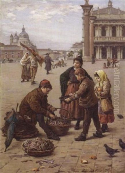 Venise, Petit Pecheur Place Saint Marc Oil Painting by Antonio Paoletti