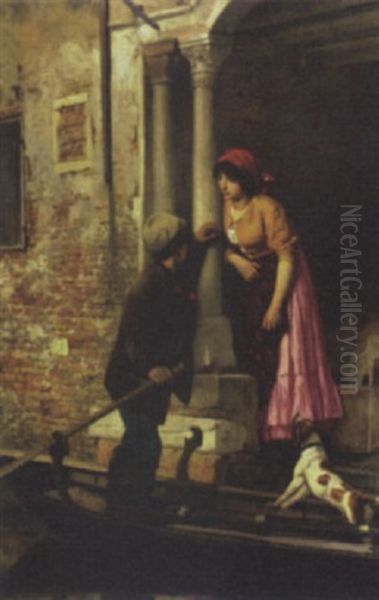 The Courting Goldolier Oil Painting by Antonio Paoletti