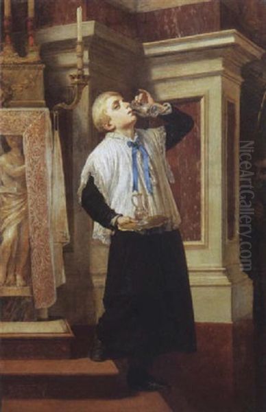 Chierichetto All'altare, 1872 Oil Painting by Antonio Paoletti