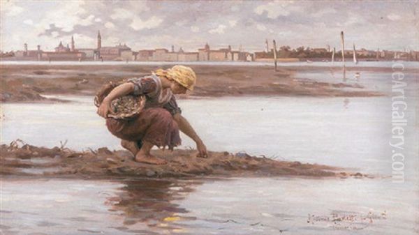 Gathering Shells Oil Painting by Antonio Paoletti
