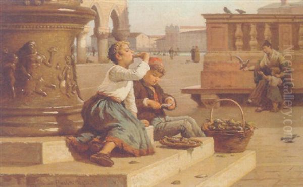 The Oyster Eaters Oil Painting by Antonio Paoletti