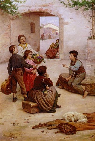 Un Auditoire Attentif Oil Painting by Antonio Paoletti