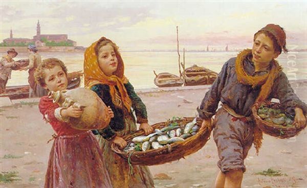 The Young Fisherman Oil Painting by Antonio Paoletti