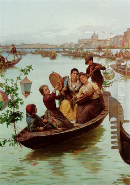 The Feast Of Redoutore, Venice Oil Painting by Antonio Paoletti