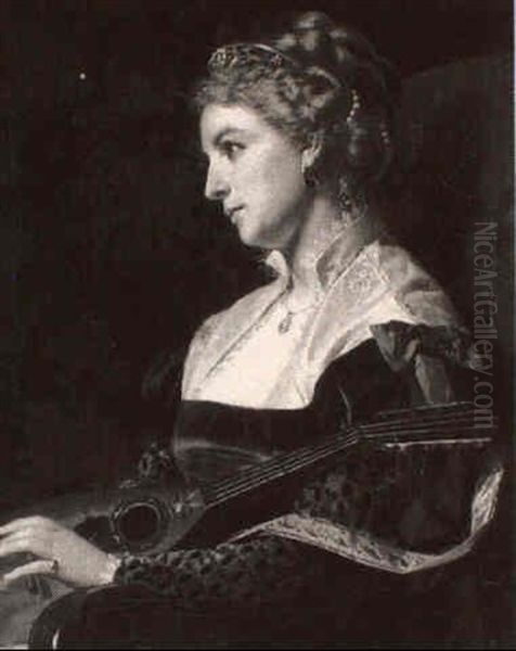 The Lute Player Oil Painting by Antonio Paoletti