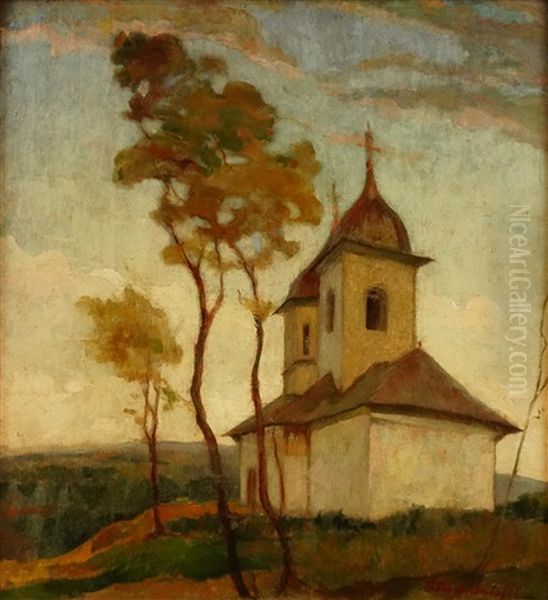 Landscape With Hermitage Oil Painting by Tache Papatriandafil
