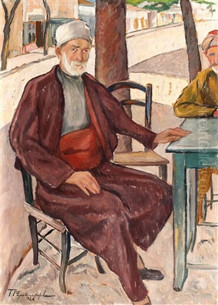 Turc La Cafenea Oil Painting by Tache Papatriandafil