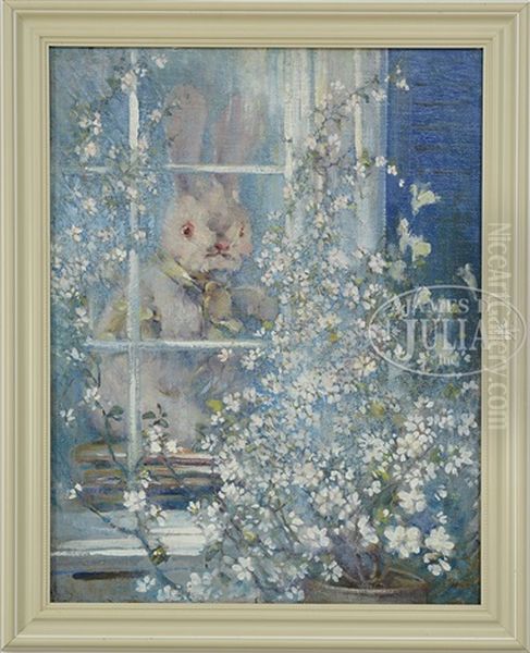 Bunny In The Window Oil Painting by Eric Pape