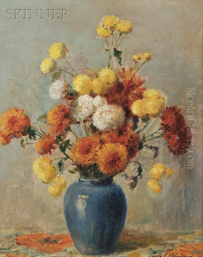 Still Life With Chrysanthemums Oil Painting by Carle Joan Blenner
