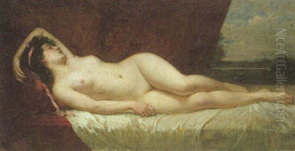 Weiblicher Akt Auf Einem Diwan Oil Painting by Georg Papperitz