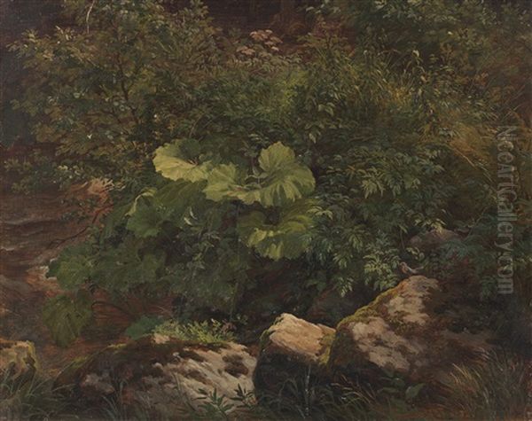 Pflanzenstudie Oil Painting by Gustav Friedrich Papperitz