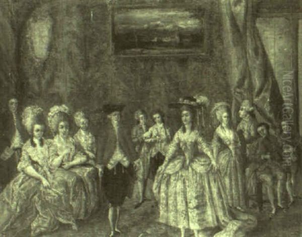 Scene De Bal A La Cour De Charles Iv Oil Painting by Luis Paret Y Alczar