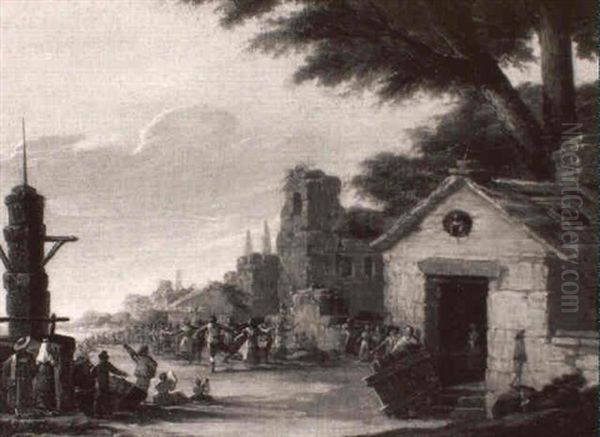 La Danse Villageoise Oil Painting by Luis Paret Y Alczar