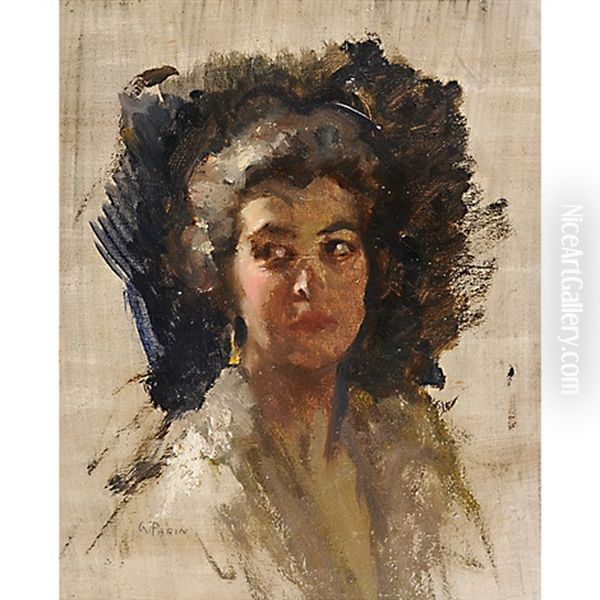 Volto Di Donna Oil Painting by Gino (Friedrich Pollak) Parin