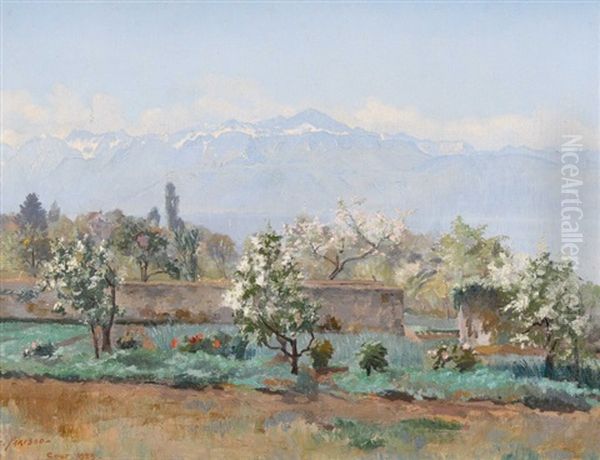 Gartenpartie Am Genfersee Oil Painting by Charles Parisod