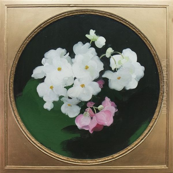 Pink And White Flowers Oil Painting by Stuart James Park