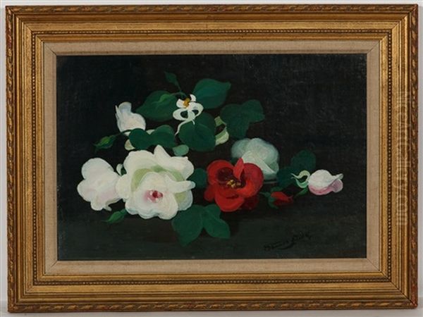 White And Red Roses Oil Painting by Stuart James Park