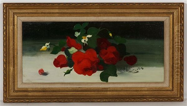 Red And Yellow Roses Oil Painting by Stuart James Park