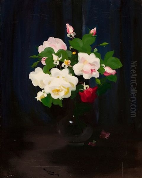 Mixed Roses Oil Painting by Stuart James Park