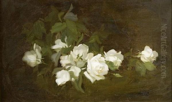 White Roses Oil Painting by Stuart James Park