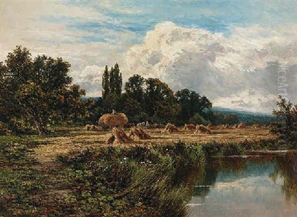 Harvesting Of The Banks Of The Thames, Near Marlow Oil Painting by Henry H. Parker
