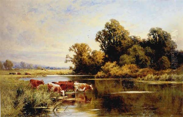 Evening On The Bank Of The Ouse Oil Painting by Henry H. Parker