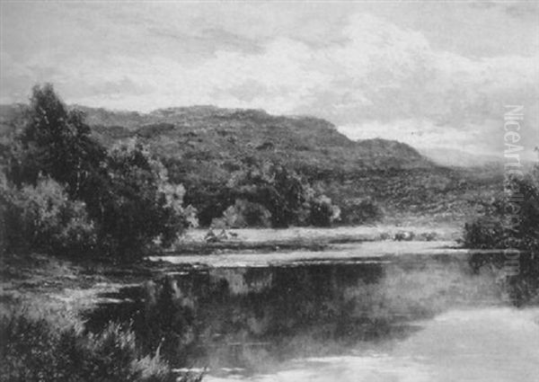 The Lledr River In The Lledr Valley, North Wales Oil Painting by Henry H. Parker