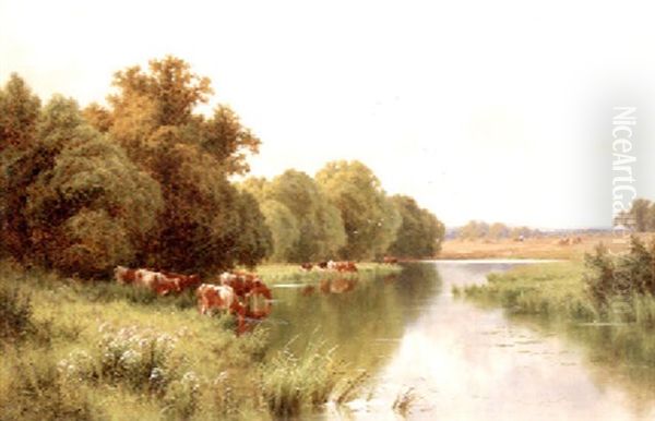 Near Basildon Woods On The Banks Of The Thames Oil Painting by Henry H. Parker