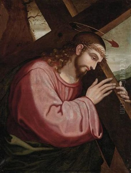Christ Carrying The Cross Oil Painting by Girolamo Francesco Maria Mazzola (Parmigianino)