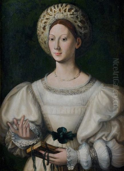Portrait De Dame A La Coiffe Blanche Oil Painting by Girolamo Francesco Maria Mazzola (Parmigianino)