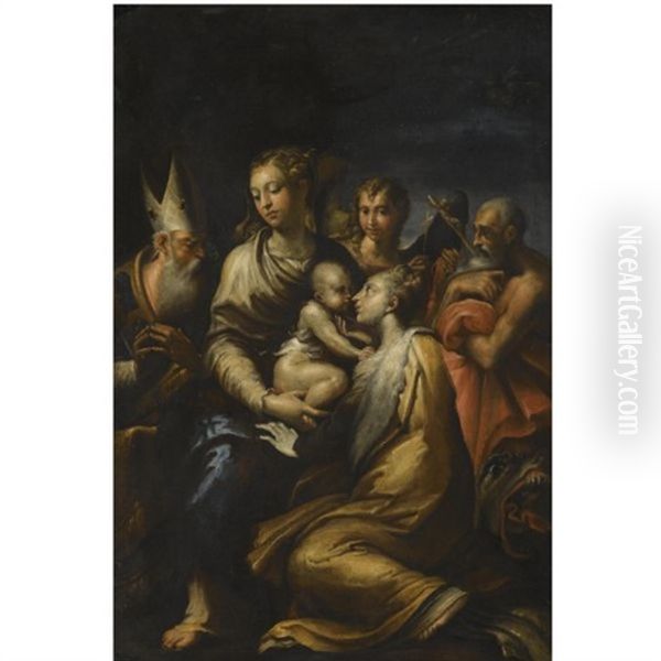 Madonna And Child With Saints Margaret, Jerome, Benedict And An Angel Oil Painting by Girolamo Francesco Maria Mazzola (Parmigianino)