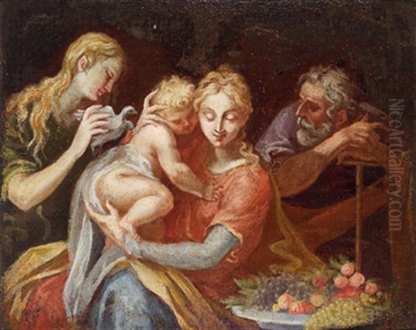Die Heilige Familie Oil Painting by Girolamo Francesco Maria Mazzola (Parmigianino)