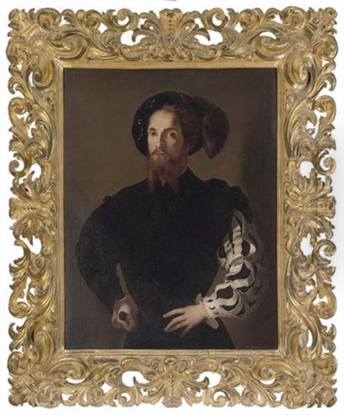 Portrait Of A Gentleman In A Doublet, A Sword In His Right Hand Oil Painting by Girolamo Francesco Maria Mazzola (Parmigianino)