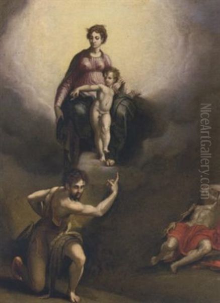 The Vision Of Saint Jerome Oil Painting by Girolamo Francesco Maria Mazzola (Parmigianino)