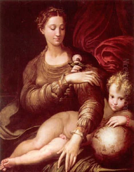 The Madonna And Child (la Madonna Della Rosa) Oil Painting by Girolamo Francesco Maria Mazzola (Parmigianino)