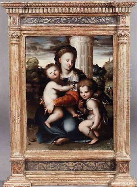 Madonna Col Bimbo E San Giovannino Oil Painting by Girolamo Francesco Maria Mazzola (Parmigianino)