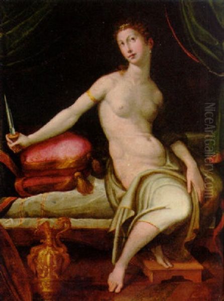Lucretia Oil Painting by Girolamo Francesco Maria Mazzola (Parmigianino)