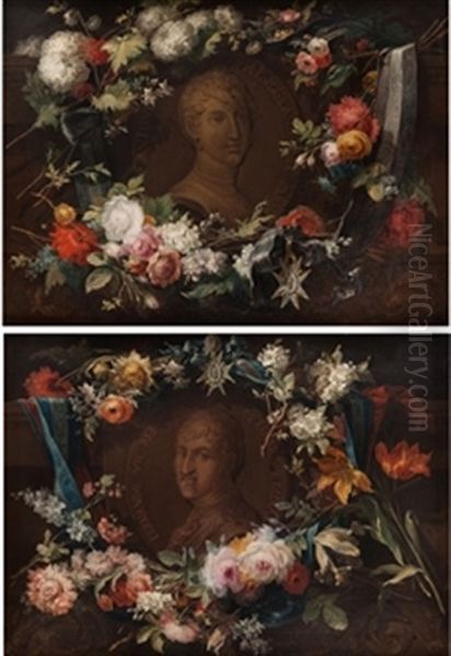 Fernando Vii Y La Princesa De Asturias Maria Antonia De Napoles (pair) Oil Painting by Miguel Parra Abril