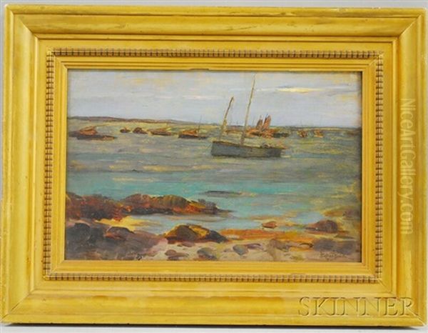 Boats In A Cove Oil Painting by Stephen Parrish
