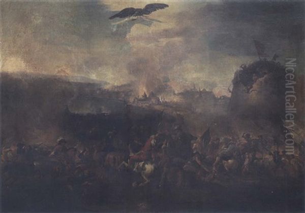 Herzog Karl Von Lothringen Erobert Bei Der Schlacht Von Buda Die Stadt Von Den Turken Zuruck Oil Painting by Charles Parrocel