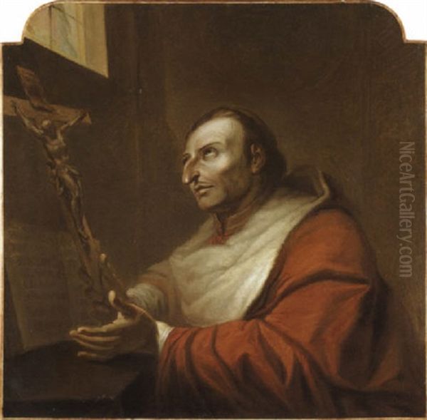 Portrait De Saint Charles Borromee Oil Painting by Etienne Parrocel, Parrocel Le Romain