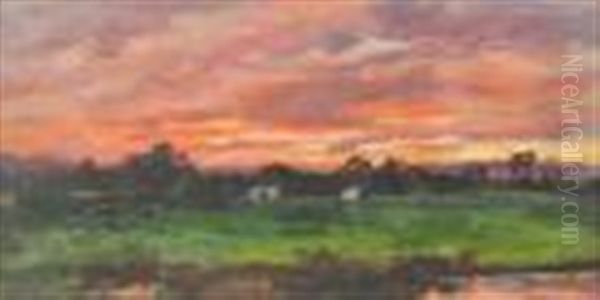 Sunset After Rain Oil Painting by Alfred Parsons