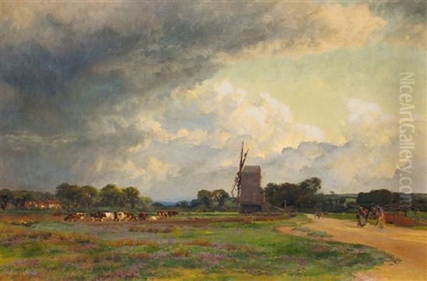 Landschaft Mit Bockmuhle Unter Hohem Wolkenhimmel Oil Painting by Alfred Parsons