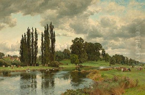 A Summer View Of Bredon On The Avon Oil Painting by Alfred Parsons