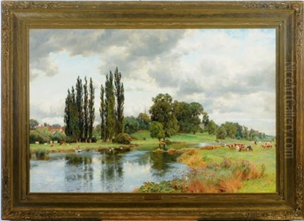 A Summer View Of Bredon On The Avon Oil Painting by Alfred Parsons