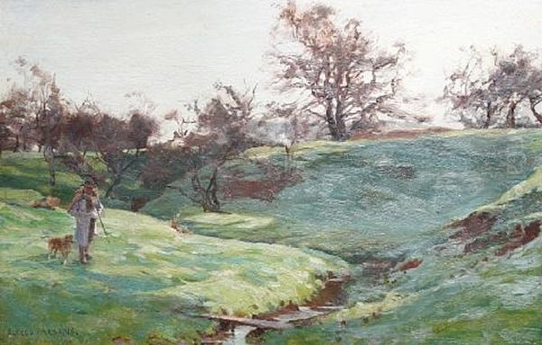 A Bracing Walk Oil Painting by Alfred Parsons