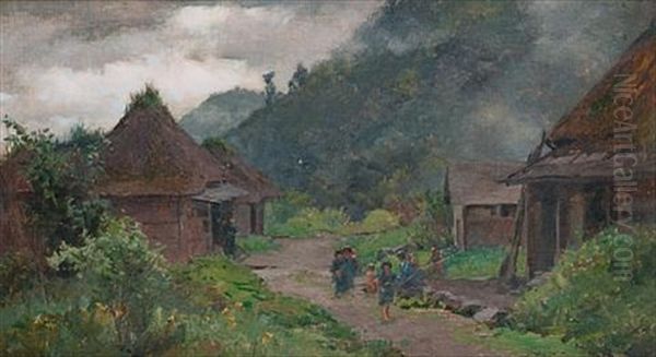 A Rainy Day In Japan Oil Painting by Alfred Parsons