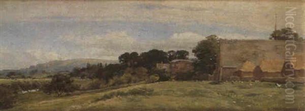 The Tithe Barn Bredon Oil Painting by Alfred Parsons