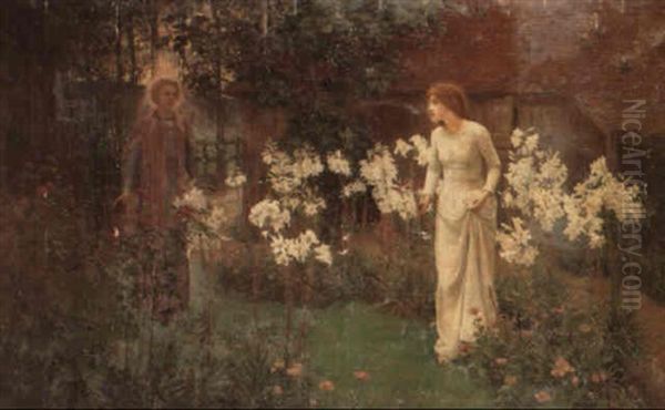 The Annunciation. 'hail, Thou Art Highly Favoured' Oil Painting by Beatrice Emma Parsons